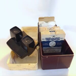 Vintage Sawyer's View-Master Bakelite Viewer Case & Reel Lot 1950s USA